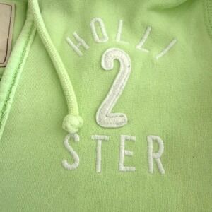 Hollister Women's Soft Cozy Lime Green Full Zip Hoodie Embroidered Logo Size L \